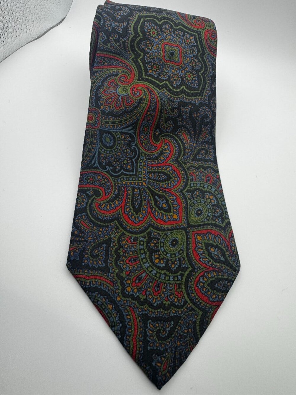 Polo Ralph Lauren Vintage Silk Paisley Tie Navy Blue Maroon 3.75